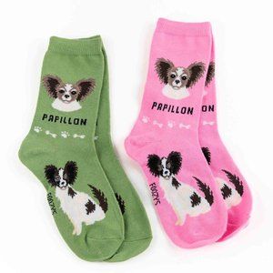 Papillon Small Dog Continental Toy Spaniel Socks 2 Pairs Women's Foozys Canine